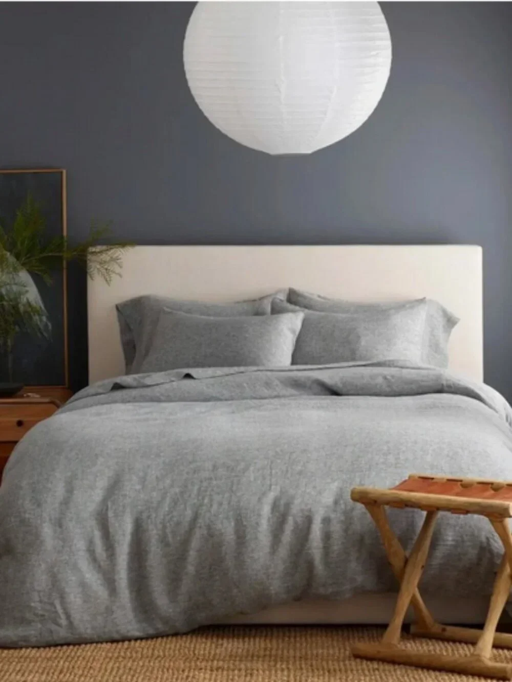 Quince European Linen King Duvet Cover in Charcoal Chambray
